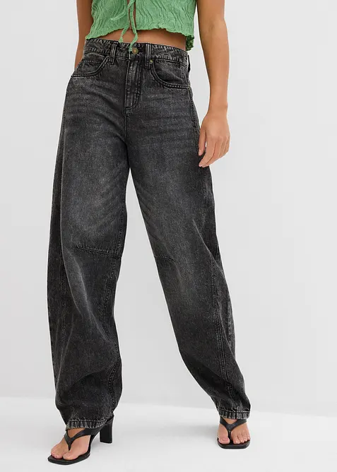 Balloon-Jeans Mid Waist, Super Soft in grau von vorne - bonprix