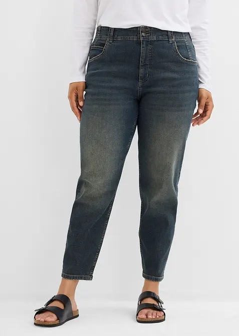 Mom-Jeans High Waist in blau von vorne - bonprix
