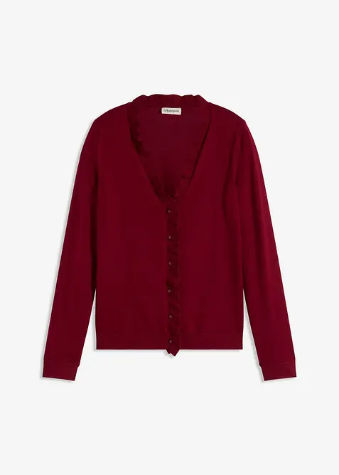Feinstrickjacke aus fließendem Viskose-Mix in rot von vorne - bonprix
