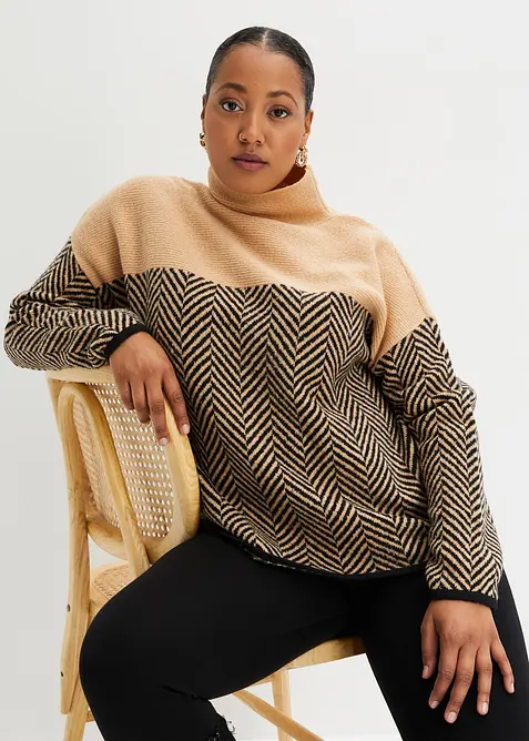 Pullover in beige von vorne (im Anschnitt) - bonprix