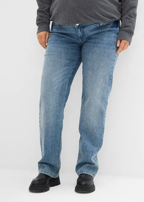 2-in-1 Umstandsjeans für die Schwangerschaft und danach, Straight in blau von vorne - bonprix
