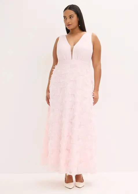 Abendkleid mit Wimpern-Detail in rosa von vorne (Totalaufnahme) - bonprix