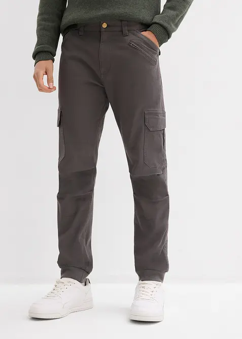 Relaxed Fit Cargohose, Tapered in grau von vorne - bonprix