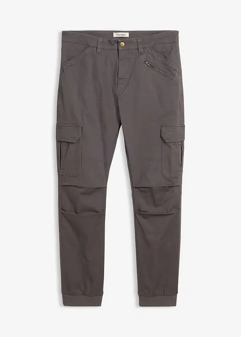 Relaxed Fit Cargohose, Tapered in grau von vorne - bonprix