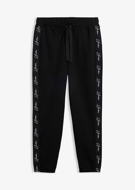 Jogginghose aus reiner Bio-Baumwolle, Loose Fit in schwarz von vorne - bonprix