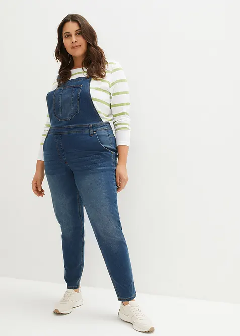 Jeans-Latzhose im Boyfriend-Fit in blau von vorne - bonprix