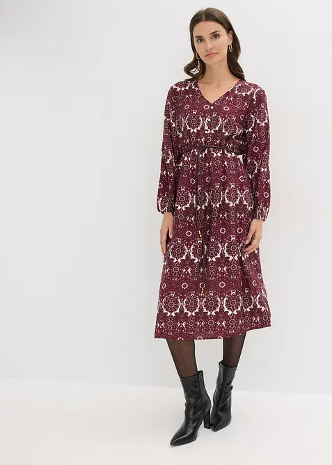 Midikleid aus softem Viskose-Mix in rot im Look von vorne (Totalaufnahme) - bonprix