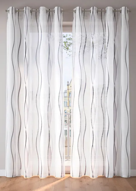 Transparente Gardine aus feinem Voile (1er Pack) in silber - bonprix