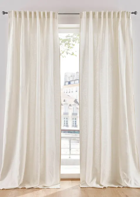 Leinen Baumwoll Vorhang (1er Pack) in beige - bonprix
