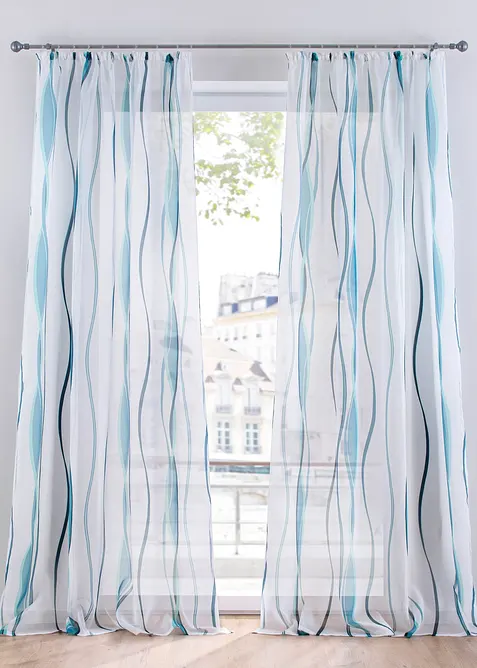 Transparente Gardine aus feinem Voile (1er Pack) in petrol - bonprix