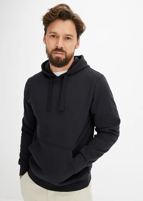 Hoodie in Regular Fit in schwarz von vorne (im Anschnitt) - bonprix