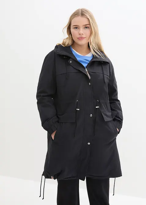 Trench-Parka mit großen Taschen in schwarz von vorne (im Anschnitt) - bonprix