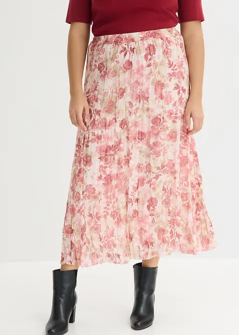 Chiffon-Rock mit Crinkle Effekt in rosa von vorne - bonprix