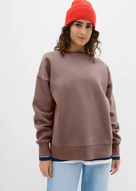 Oversize-Sweatshirt in braun von vorne (im Anschnitt) - bonprix