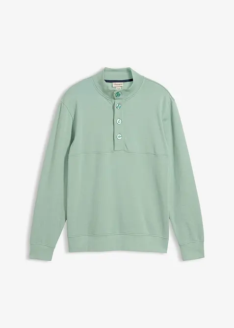 Sweatshirt aus reiner Bio-Baumwolle in grün von vorne - bonprix