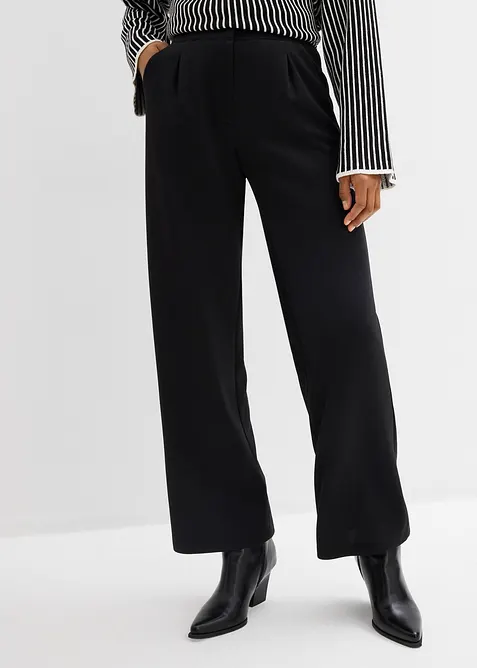 Bequeme Hose aus weichem Scuba in schwarz von vorne - bonprix