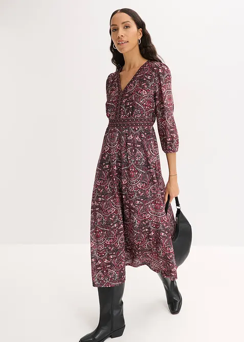 Jerseykleid in schwarz im Look von vorne (Totalaufnahme) - bonprix