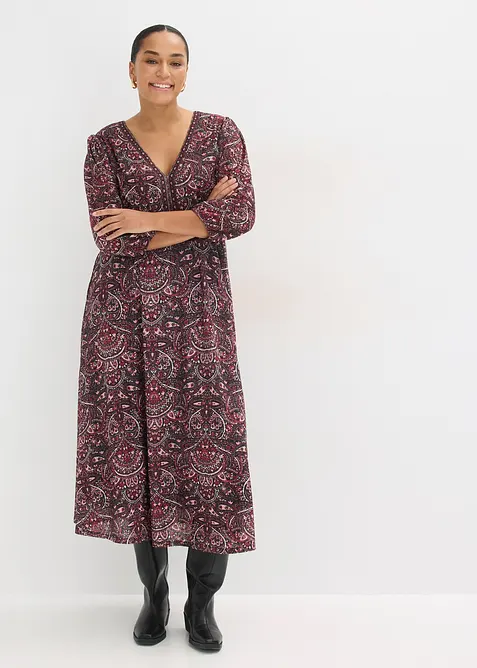 Jerseykleid in schwarz von vorne (Totalaufnahme) - bonprix