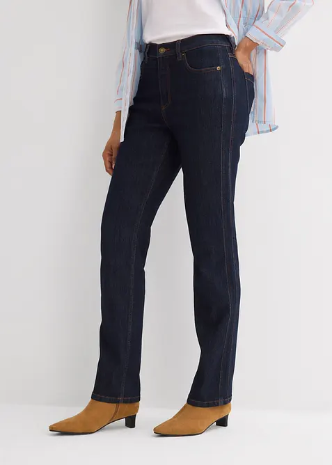 Straight-Jeans High Waist in blau von vorne - bonprix