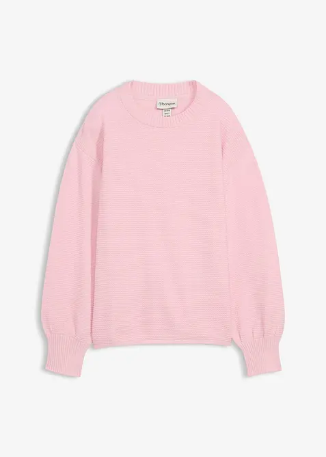 Pullover mit Baumwolle in rosa von vorne - bonprix