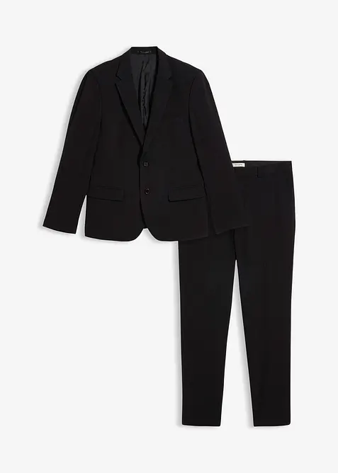 Anzug (2-tlg. Set) in Slim Fit in schwarz von vorne - bonprix