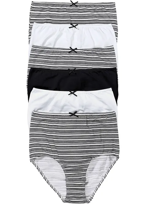 Highwaist Slip mit weicher Baumwolle (6er Pack) in schwarz von vorne - bonprix