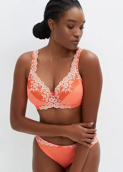 Bügel-BH mit zarter Spitze (2er Pack) in orange von vorne (im Anschnitt) - bonprix