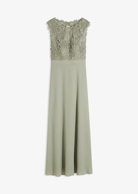 Maxikleid mit Spitze in grün von vorne - bonprix