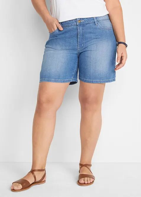 Jeans-Shorts Slim Fit Mid Waist (2er Pack) in blau von vorne - bonprix