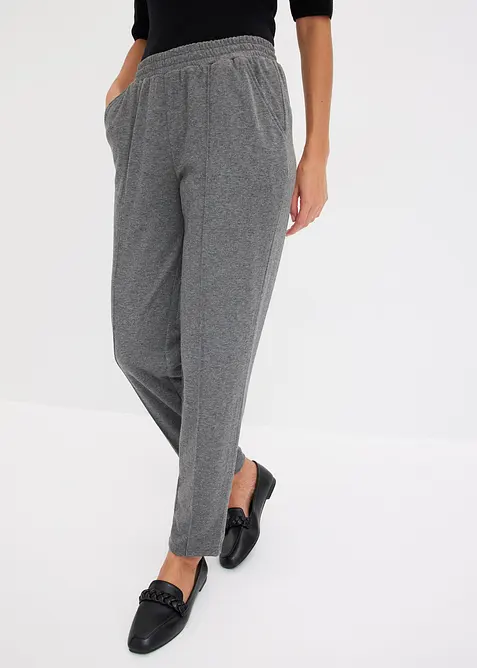 Jersey-Schlupfhose mit Biese in grau von vorne - bonprix