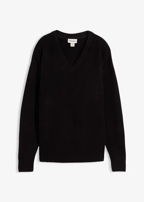 Oversize-Strick-Pullover in schwarz von vorne - bonprix