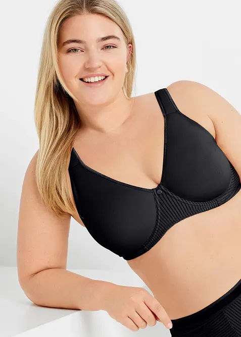Minimizer-BH mit gepolsterten Trägern in schwarz von vorne (im Anschnitt) - bonprix