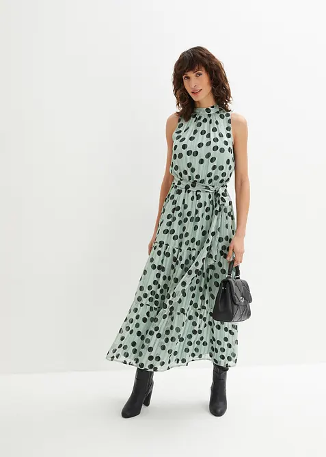 Chiffonkleid mit Glitzer in grün im Look von vorne (Totalaufnahme) - bonprix