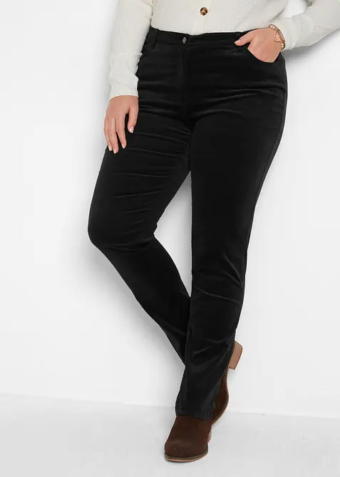 Enge Cordhose aus Baumwoll-Mix in schwarz von vorne - bonprix