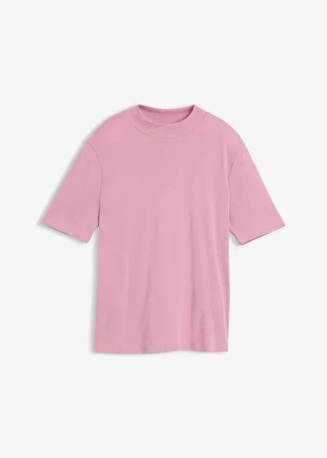 Rippshirt aus reiner Baumwolle in rosa von vorne - bonprix