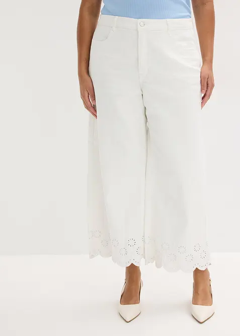 Culotte aus elastischem Baumwoll-Mix in weiß von vorne - bonprix