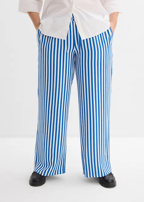 Marlenehose aus fließendem Viskose-Mix in blau von vorne - bonprix