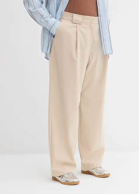 Barrel-Hose mit hohem Bund in beige von vorne - bonprix