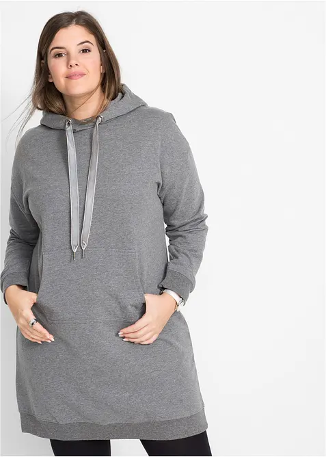 Mini-Sweatkleid in grau von vorne (Totalaufnahme) - bonprix
