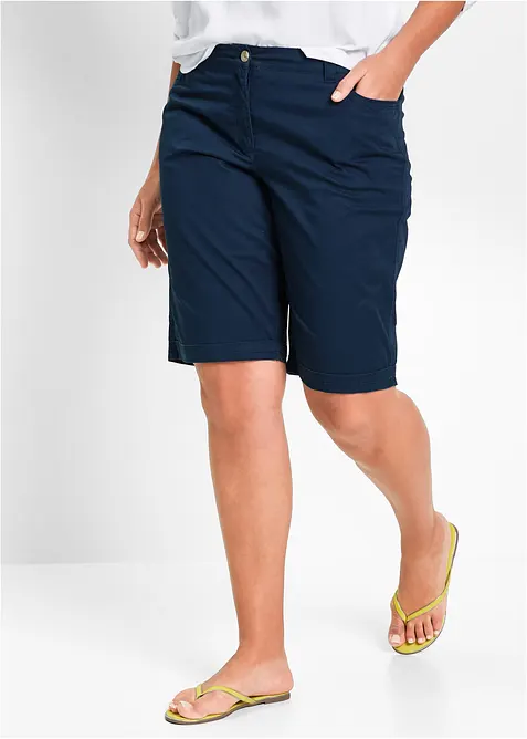 Bermuda aus elastischem Baumwoll-Mix in blau von vorne - bonprix