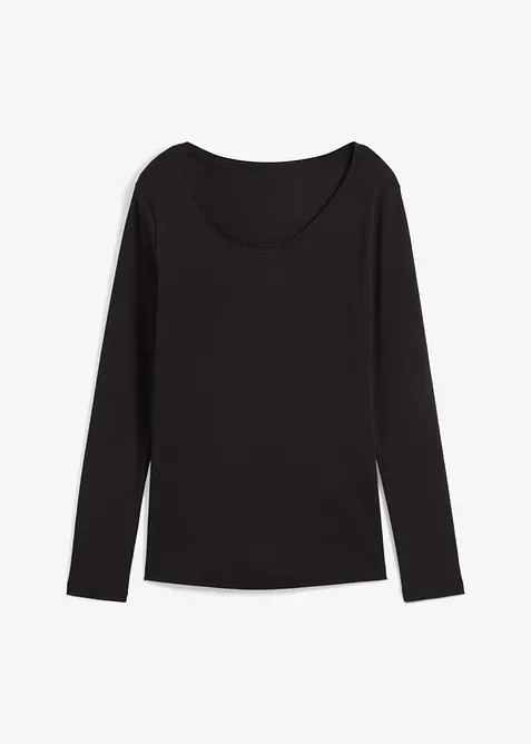 Langarmshirt aus reiner Bio-Baumwolle in schwarz von vorne - bonprix
