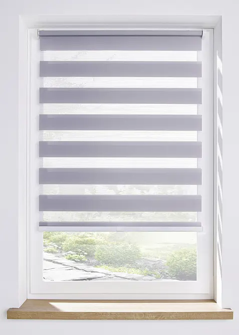 Schnurloses Doppelrollo in grau - bonprix