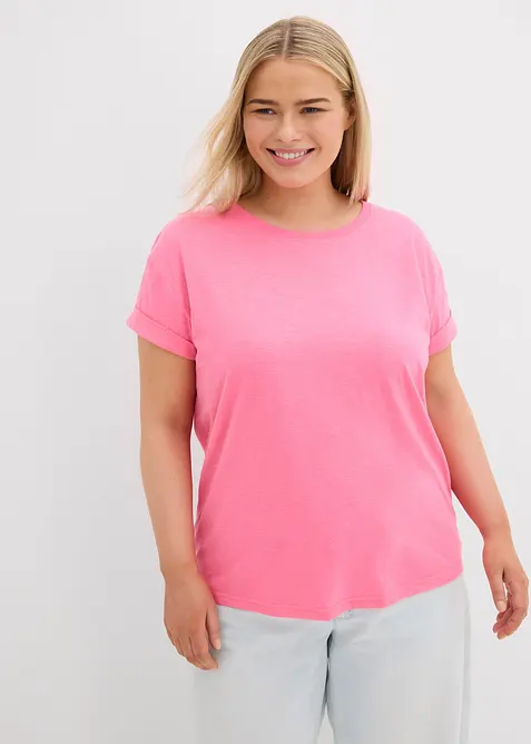 Boxy-Shirt in pink von vorne (im Anschnitt) - bonprix
