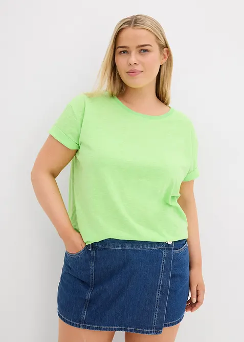 Boxy-Shirt in grün von vorne (im Anschnitt) - bonprix