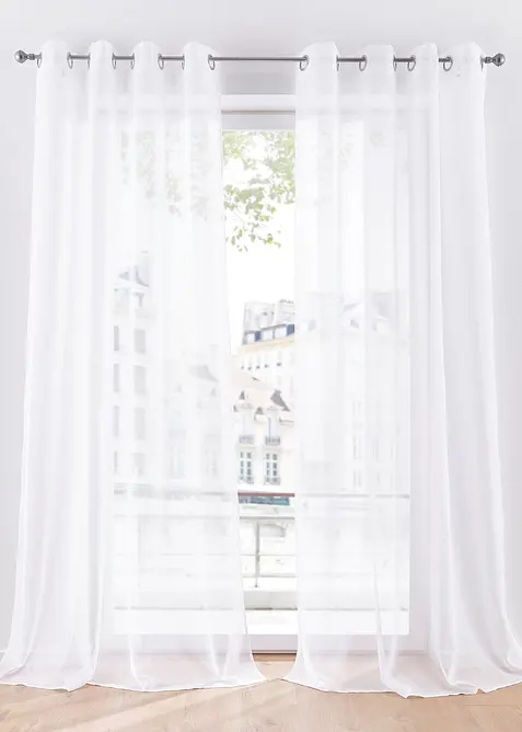 Transparente Gardine mit feiner Struktur, auch in extralang (1er Pack) in weiß - bonprix