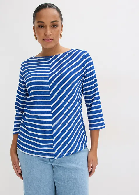 Shirt in blau von vorne (im Anschnitt) - bonprix