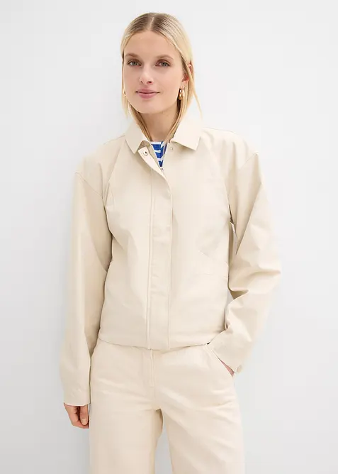 Blouson in beige von vorne (im Anschnitt) - bonprix