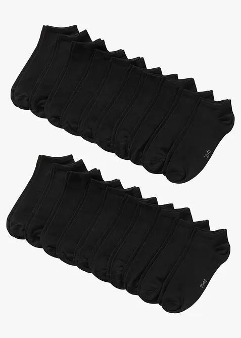 Sneakersocken mit Bio-Baumwolle (20er Pack) in schwarz von vorne - bonprix