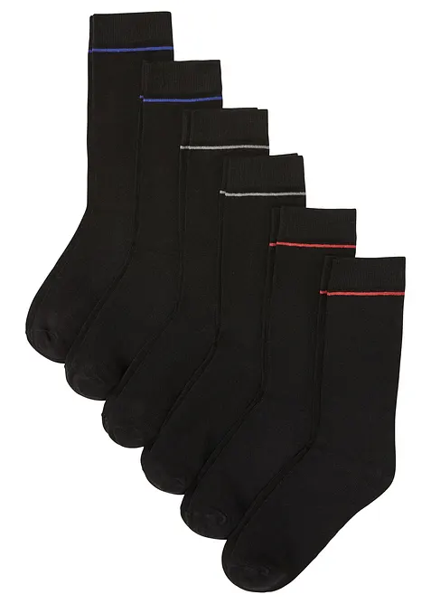 Socken mit Bio-Baumwolle (6er Pack) in schwarz von vorne - bonprix