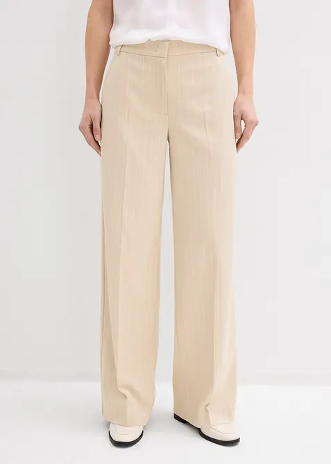 Marlenehose mit Nadelstreifen in beige von vorne - bonprix